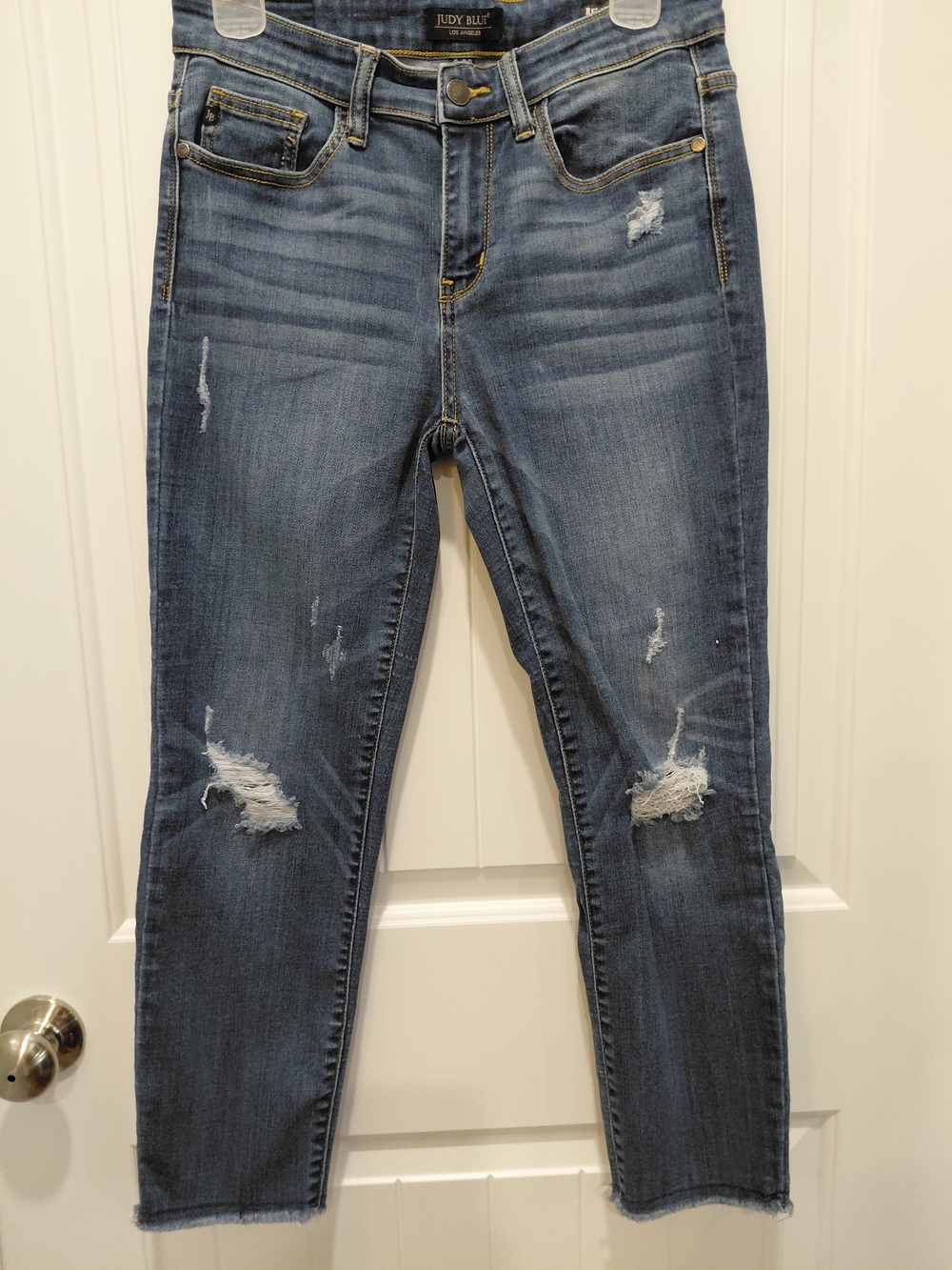 Judy Blue High-Rise Distressed Skinny Jeans in Medium Blue